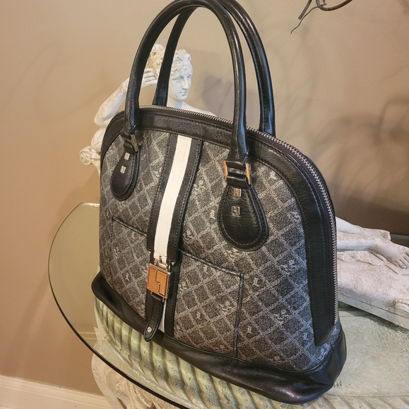 Gwen Stefani L.A.M.B. Kingston Montego Bowler Bag in Silver Gray Black .#343 - Picture 10 of 16